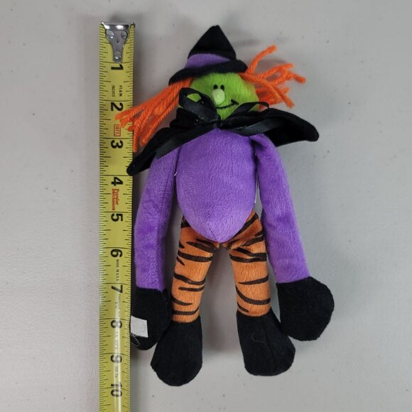 2/$15 Halloween Hanging Witch Doll Plush Purple 9.5" Hook Loop Yarn Hair Smiling - Picture 9 of 9